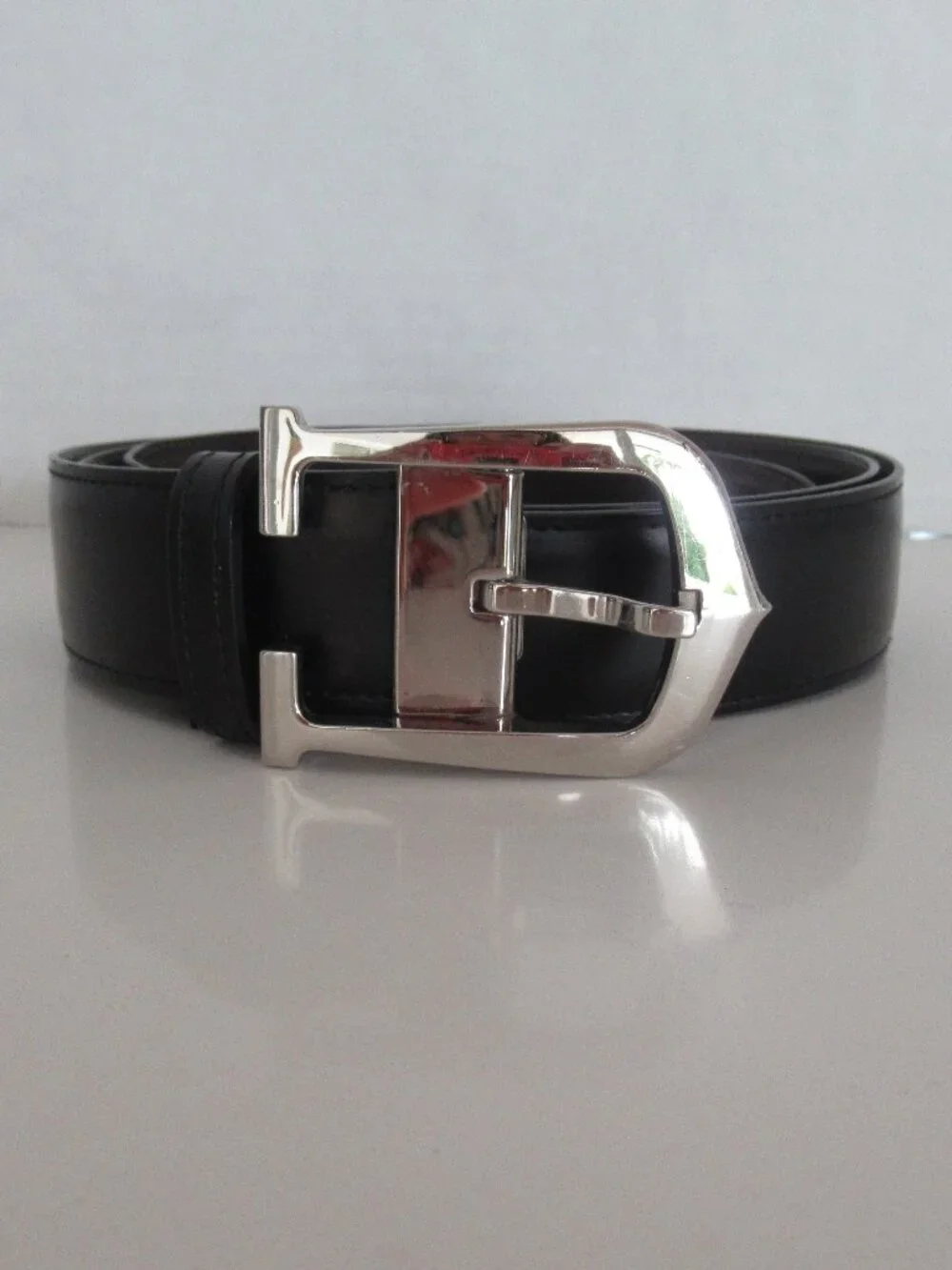 Cartier Leather Belt Size 35 Made In France Palladium Silver Buckle in Black